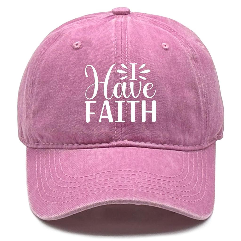 I HAVE FAITH" Print Snapback Sun Hat, Trucker Hat Solid Color Lightweight Fit Sun Protection Adjustable Baseball Hat