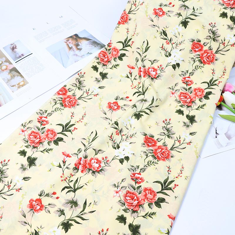 100D Четырехсторонний эластичный полиэстер Цветочная тканая ткань для подкладки платья