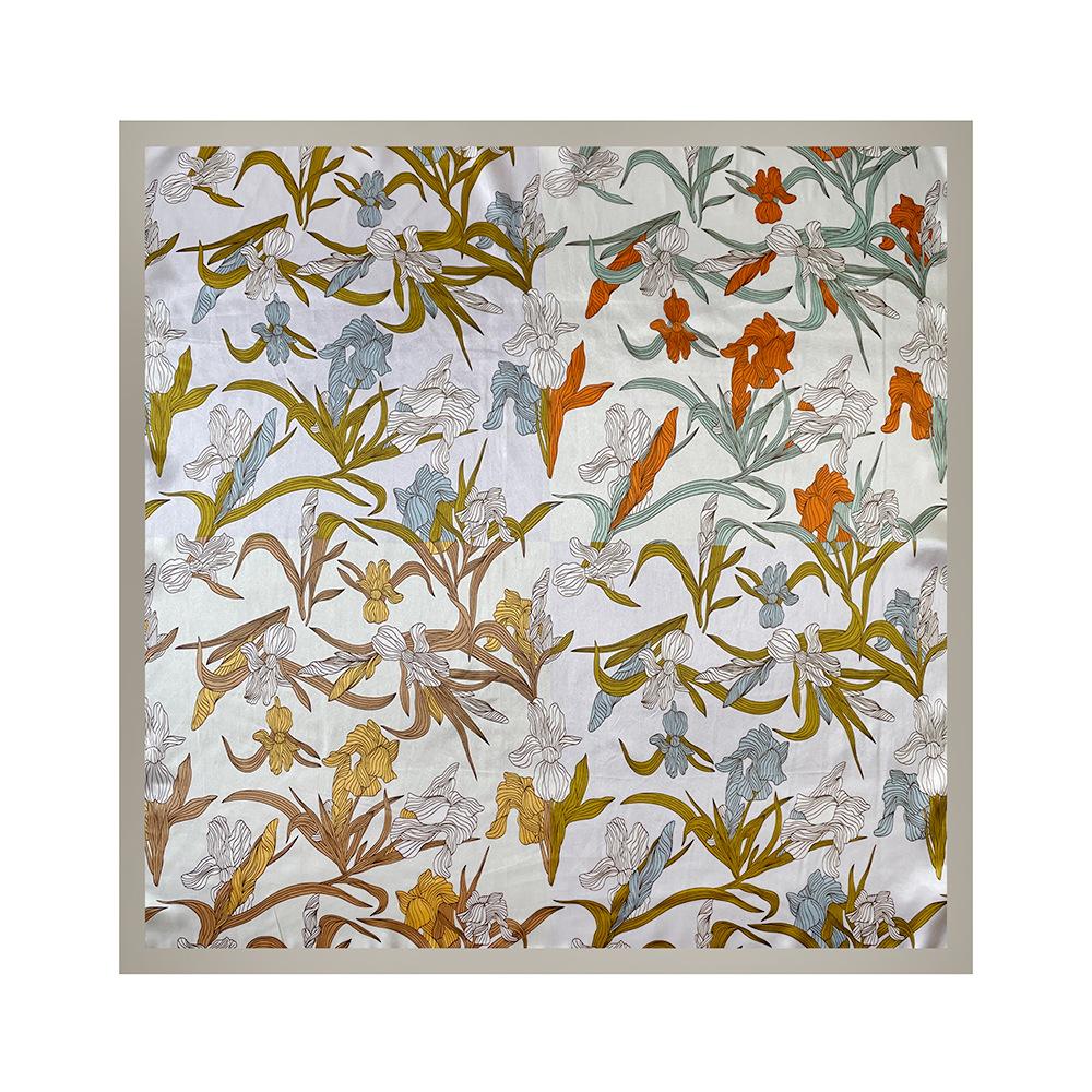 90cm Satin Printed Headscarf, Classic Floral Large Scarf, Women’s Shawl