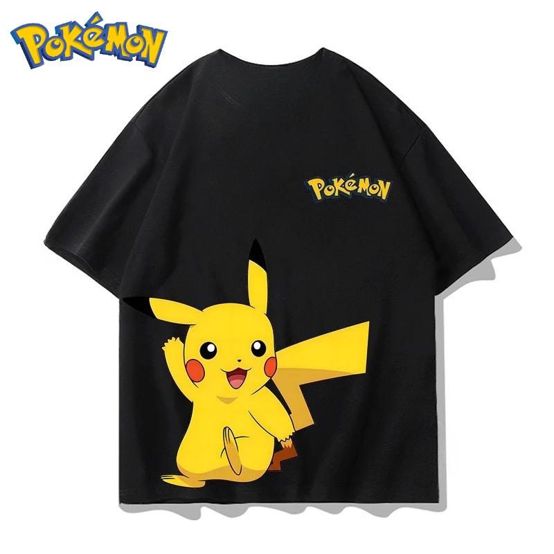 Cute Pikachu Pokémon Printed TShirt Unisex Summer Y2K Harajuku Style Loose Casual Short Sleeve Top for Street Wear