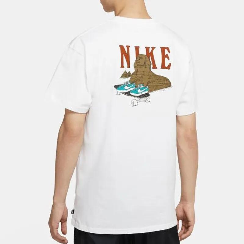 Nike T Shirts Men's White Crew Neck Moderate Straight Fit (Unisex) T-Shirts DD8914 100