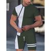 Patchwork Printing Mens 2 Pieces Casual Fashion T-shirt Set Workout Tracksuit Shirt And Shorts Set Sport Summer Outfit Sets