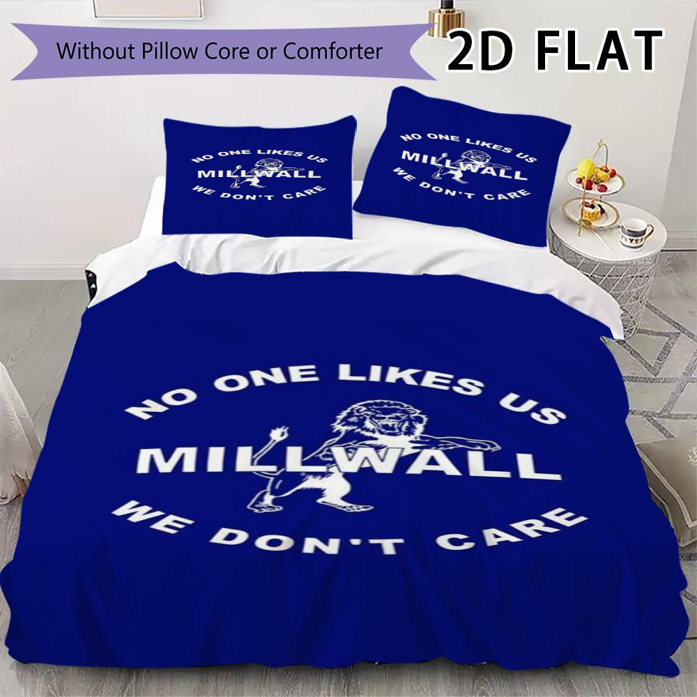Millwall FC Pattern Bedding uilt Set uilt Cover Pillowcase Home Decoration Birthday Gift (1 * duvet cover + 2 * pillowcase without core)