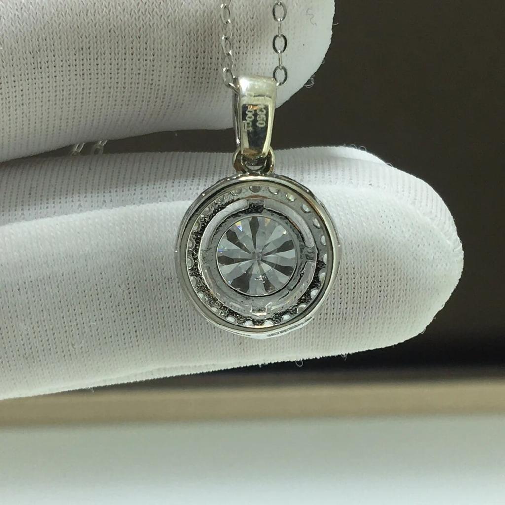 Серебро 925, оригинальное 2-каратное круглое бриллиантовое ожерелье с подвеской в ​​цвете Past D, кулон с муассанитом, американская цепочка с драгоценными камнями