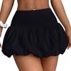 Women's Summer Bubble Skirt High Waist A-Line Fashion Short Skirt Built-in Shorts