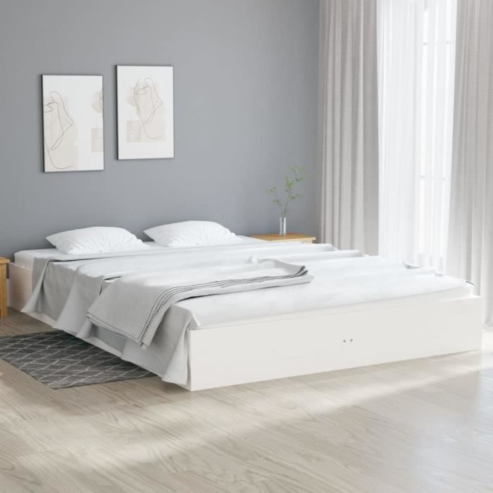 VidaXL Bed Frames White Solid Wood 150x200 Cm Extra Large 820038