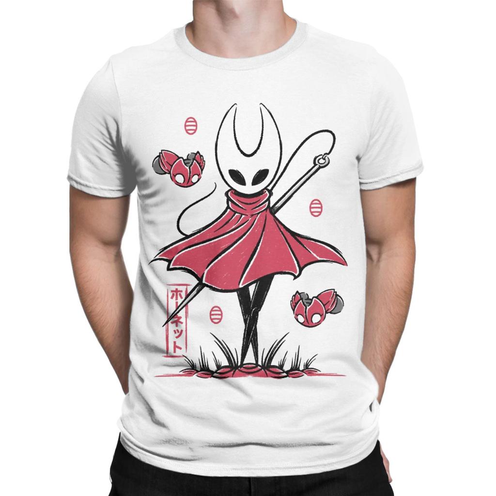 Vintage Hollow Knight Silksong Hornet T-Shirts for Men Round Collar Cotton T Shirts  Short Sleeve Tee Shirt Plus Size Clothes