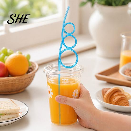 Heart Shaped Plastic Straws 10PCS PET Straws, Reusable Curved Creative Shapes Fun Drinking for Kids Adults Party Games Smoothies Juice Drinks