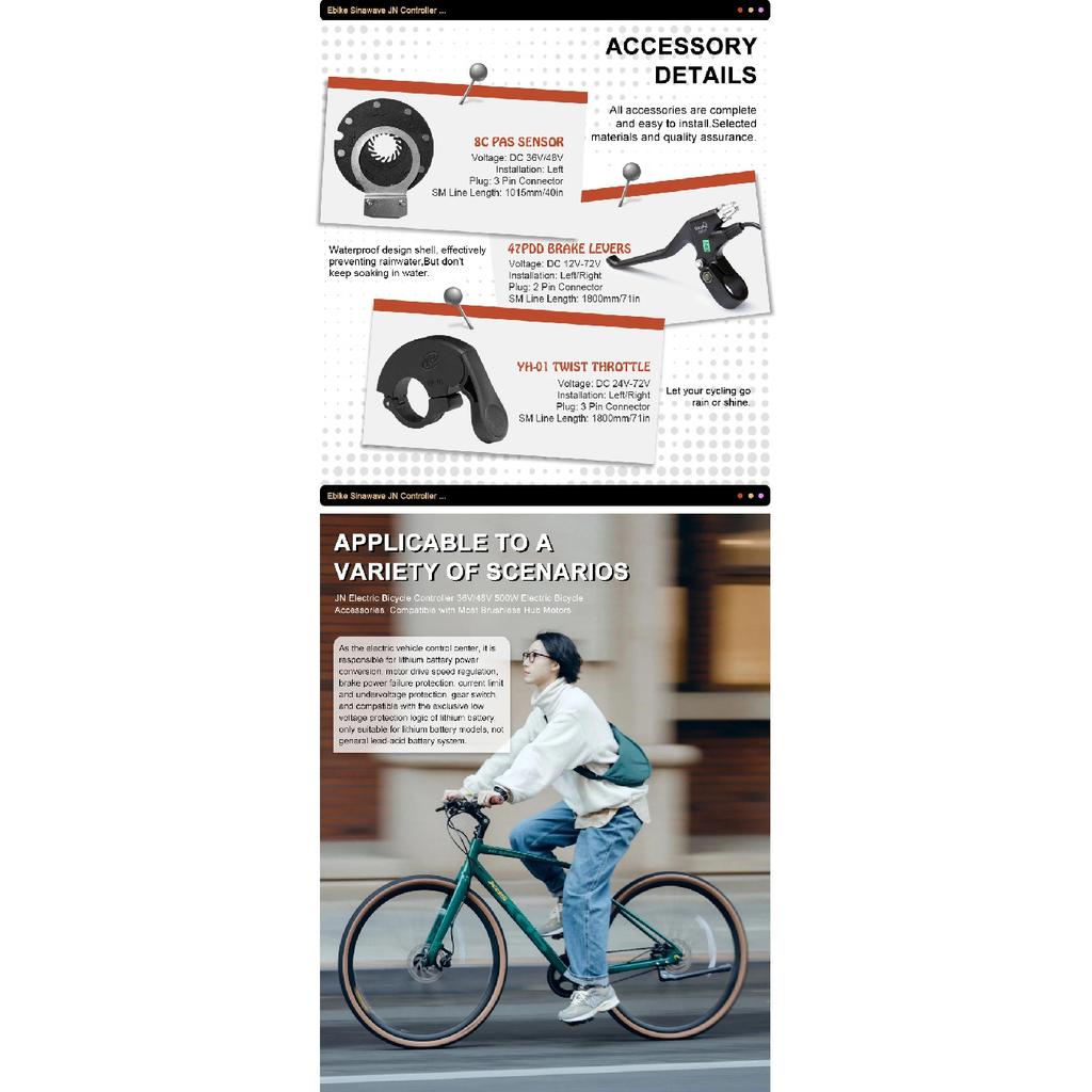 Ebike Brushless Motor Controller JN15A Electric Bicycle/Scooters 250W Controller for HUB motor Electric Bike Conversion Kit
