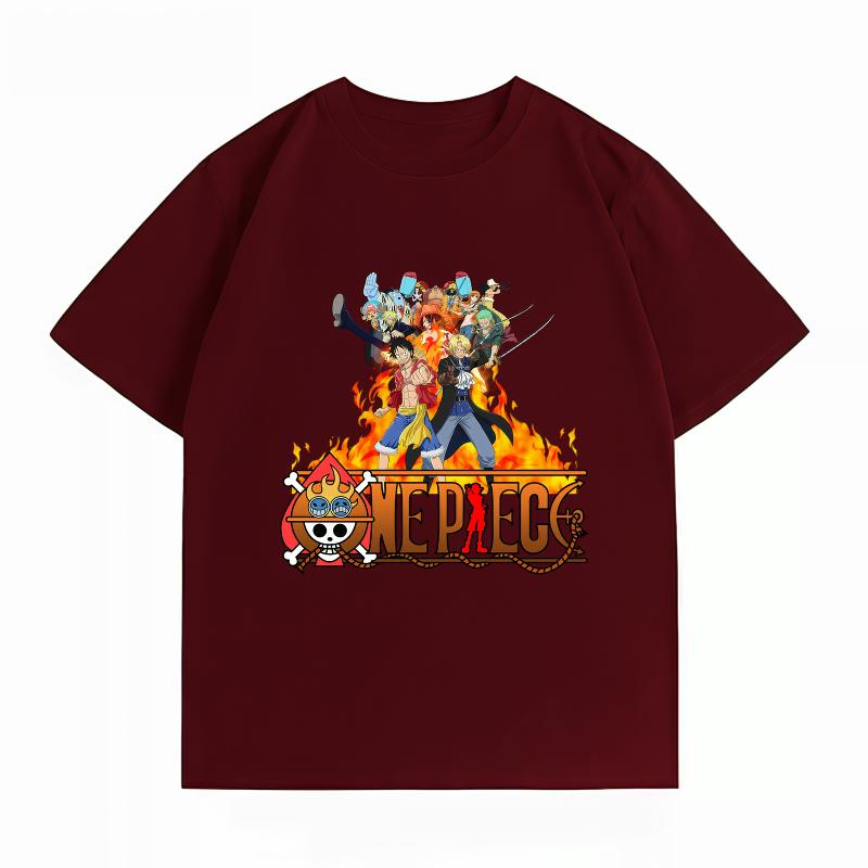 Unisex's Clothing New 100% Cotton Breathable Summer T-Shirt One Piece Luffy Ace Sabo Print Casual Streetwear Unisex's T-Shirt