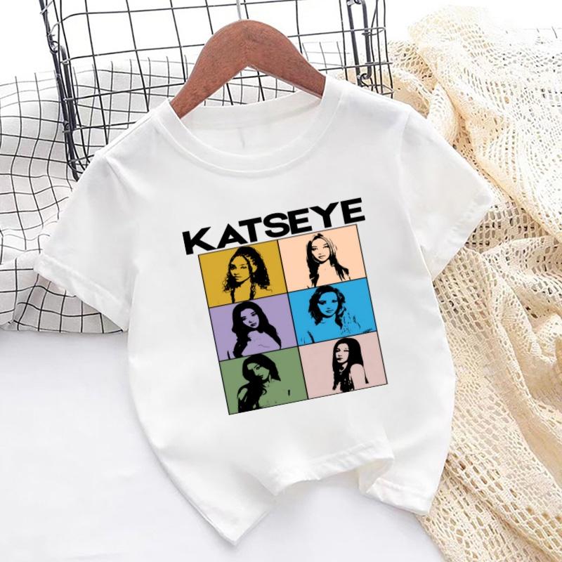 Katseye Print Fashion Kids T shirt Girls New Summer Streetwear Tops Casual Baby Boys Clothes Children Short Sleeve T-shirts