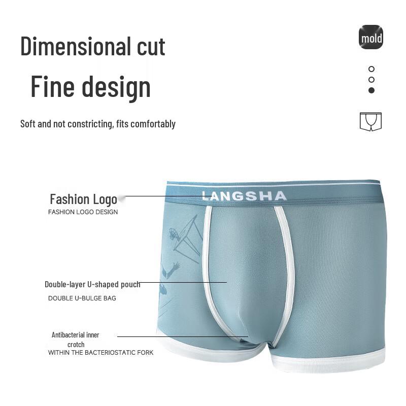 LANGSHA Мужские хлопковые антибактериальные трусы-боксеры, 4 шт.
