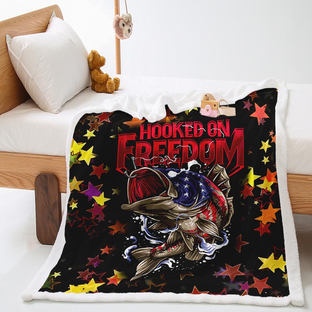 American Animal 2D Digital Printing Thickened Lamb Wool Crystal Fleece Blanket One Piece