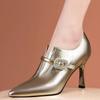 Женские туфли-лодочки, новые модные высококачественные ботильоны на шпильке, осенне-весенние повседневные туфли из лакированной кожи на высоком каблуке для женщин