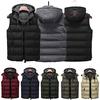 Мужской повседневный зимний теплый жилет без рукавов на молнии с капюшоном, куртка, верхняя одежда, топы
