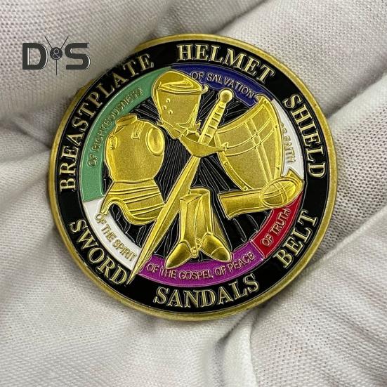 Монета «Доспехи Бога» диаметром 1,57 дюйма, металлическая сувенирная монета, надетая на все доспехи Бога, двухсторонняя монета «Бронированный солдат» для Военной церкви