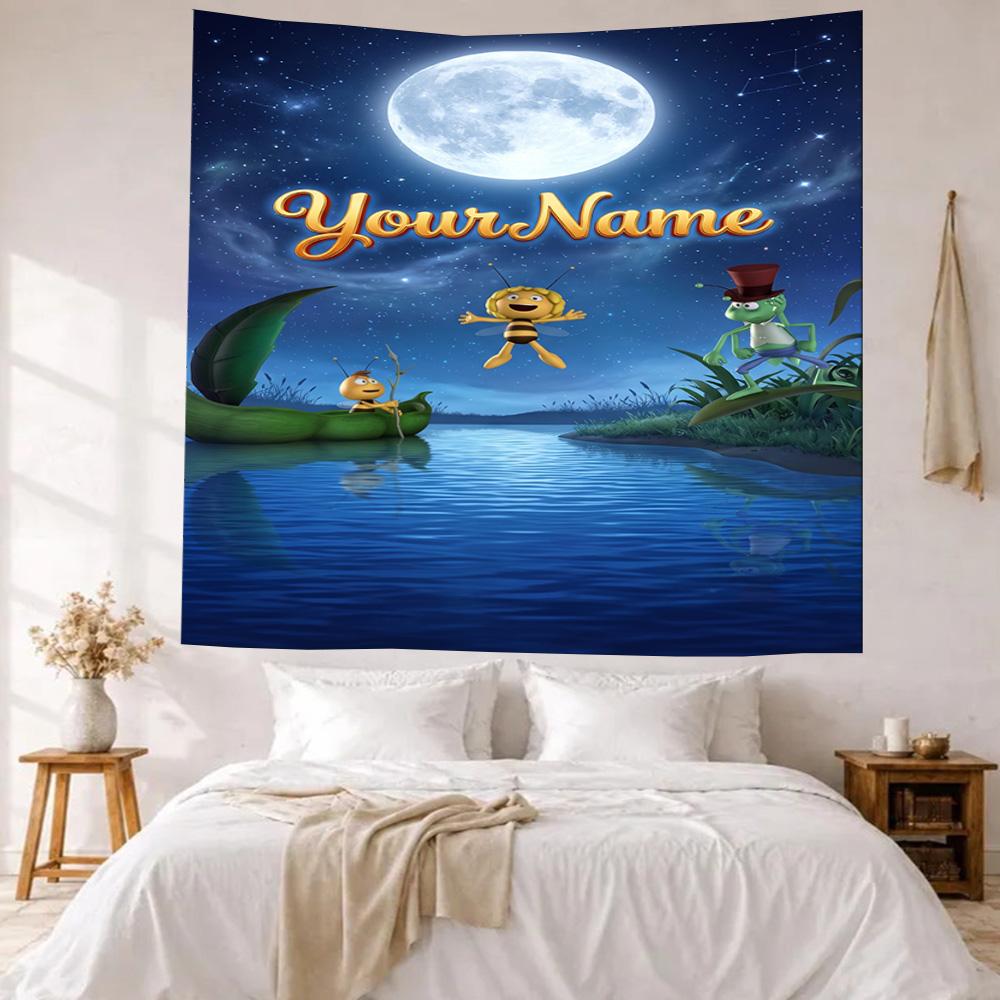 Biene Maja Custom Your Name Wall Decor Tapestry Art For Pet Memorial Birthdaywedding Party Backdrop Family Gift