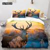 Пододеяльник с изображением оленя 3D Sunset Elk Комплект постельного белья для детей и девочек Мягкий пододеяльник из микрофибры с застежкой-молнией