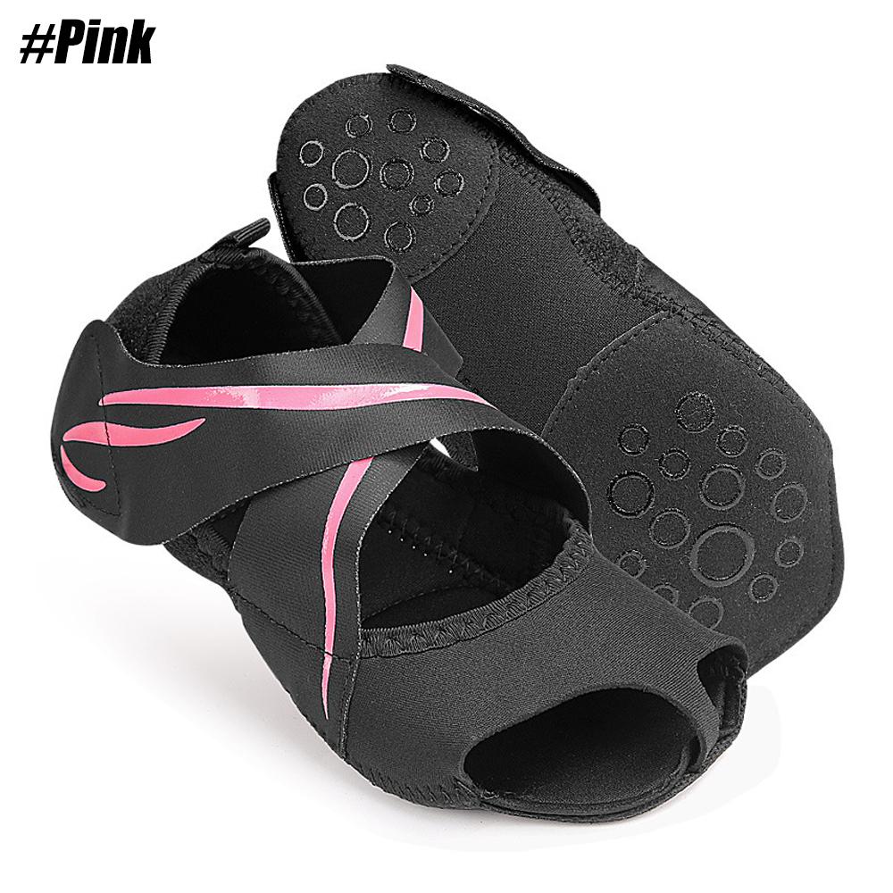 1 Pair New Foot Support Yoga Socks Toeless Non-Slip Grips & Straps, For Pilates, Barre, Ballet, Bikram, Workout For Women