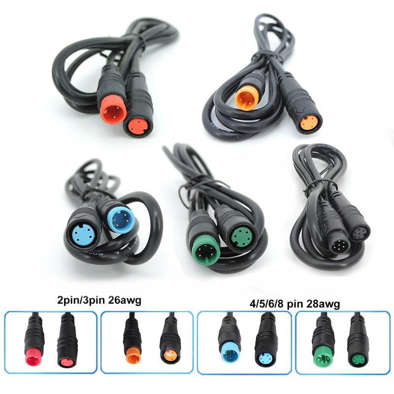 Waterproof 9mm M8 2 3 4 5 6 Core Pin Male To Female Ebike Sensor Cable M/F Speed Extend Connector Electric Bicycle