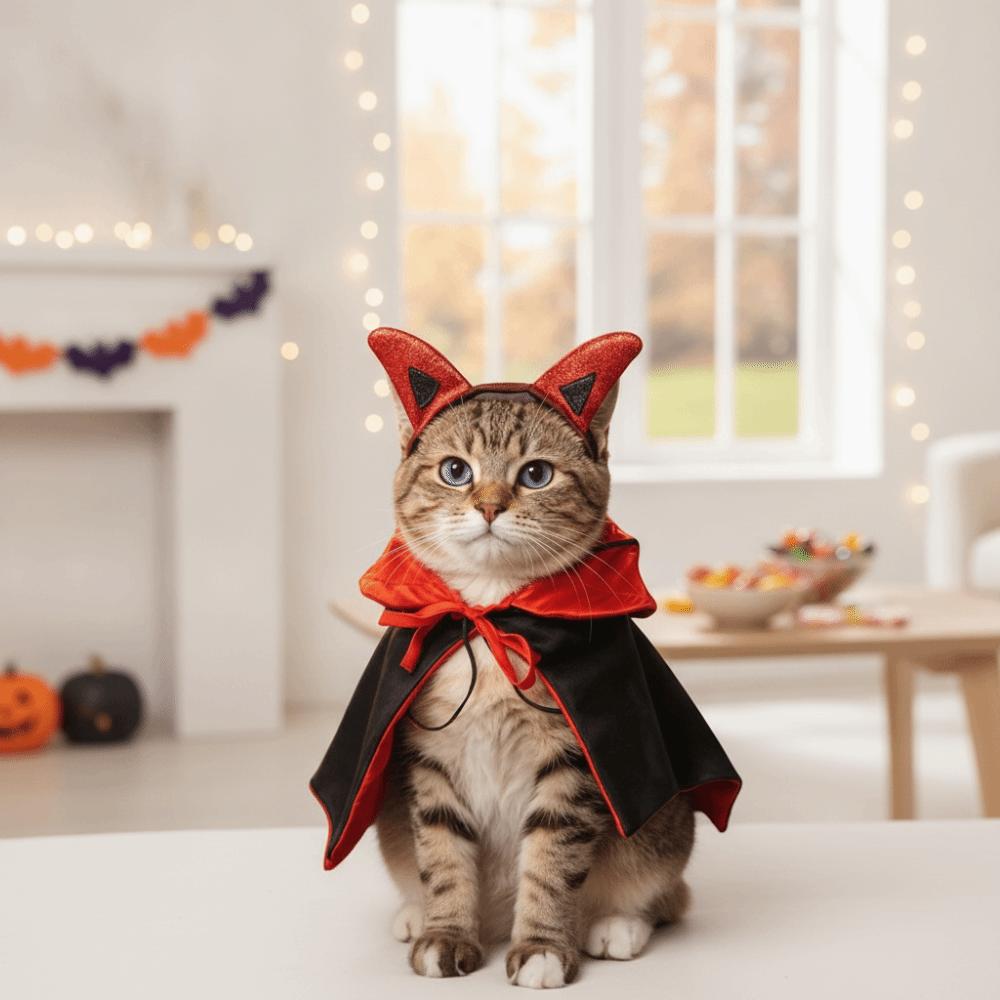 Stand Collar Dog Purple Cloak Horns Cat Gothic Headband Pet Bat Costume Festival Carnival