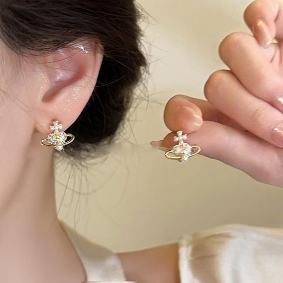 1 пара сережек изысканного дизайна, элегантные и уникальные стильные асимметричные серьги с планетой из искусственного жемчуга