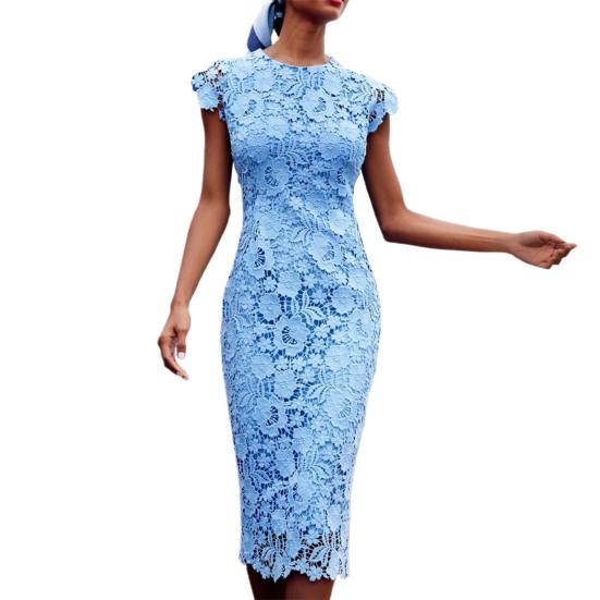 Женское вечернее платье больших размеров с круглым вырезом без рукавов, платье-карандаш со средней талией, кружевное вечернее платье для банкета