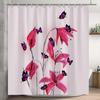 Watercolor Floral Butterfly Pattern Shower Curtain 180x 180cm Pastoral Style Bathroom Decoration Waterproof Bathtub Curtain