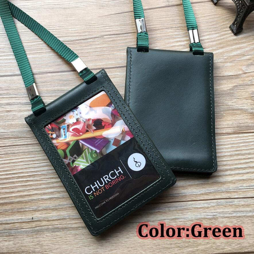 Новый подлинный кожаный чехол для удостоверения личности для сотрудников, студенческих контрольных билетов, автобусных карт, держателя для удостоверения личности, шейного ремня, канцелярских принадлежностей