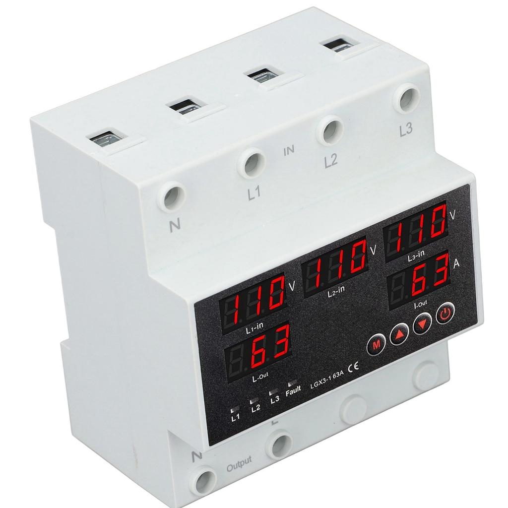 Автоматический переключатель передачи 63A 3P4W светодиодный дисплей регулируемый предохранитель напряжения для домашнего генератора