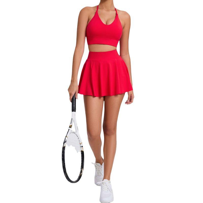 Sports Suit Women's Fashion Outdoor Bra Skirt Running Workout Outfit Suit Yoga Nude Feel Tennis Suit Two-piece Set Women
