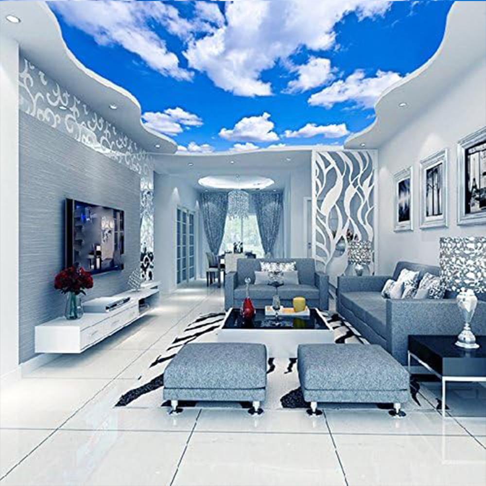 3d Ceiling Wallpaper Blue Sky And White Clouds Vine Ceiling Mural Living Room Bedroom Ceiling Background Wall Mural