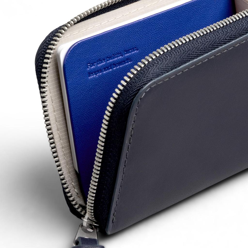 Bellroy Compact Zipper Wallet with Card Coin and Key Storage Navy L-Pocket Pockets, Purse, -