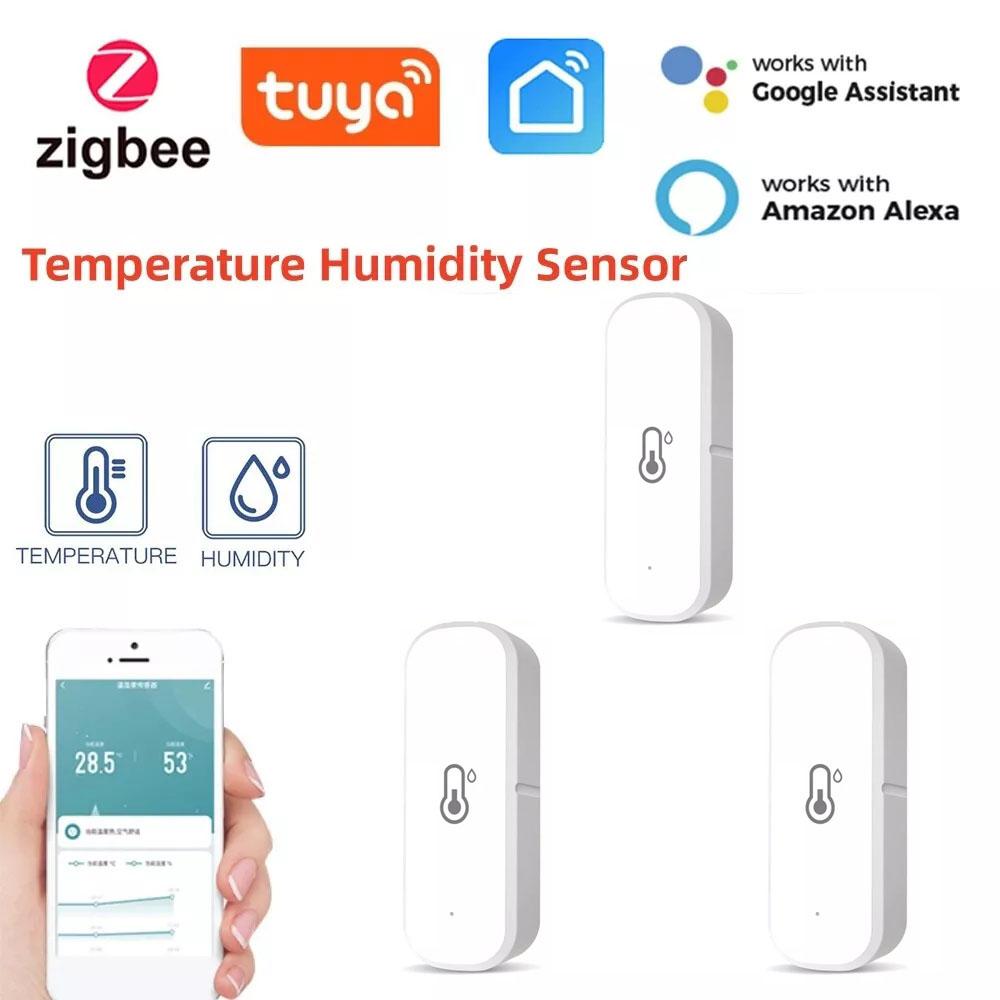 1-4 шт. Tuya Zigbee/Cozylife WiFi Датчик температуры и влажности Мониторинг в реальном времени Удаленный мониторинг через приложение Голосовые оповещения Alexa Google Assistant