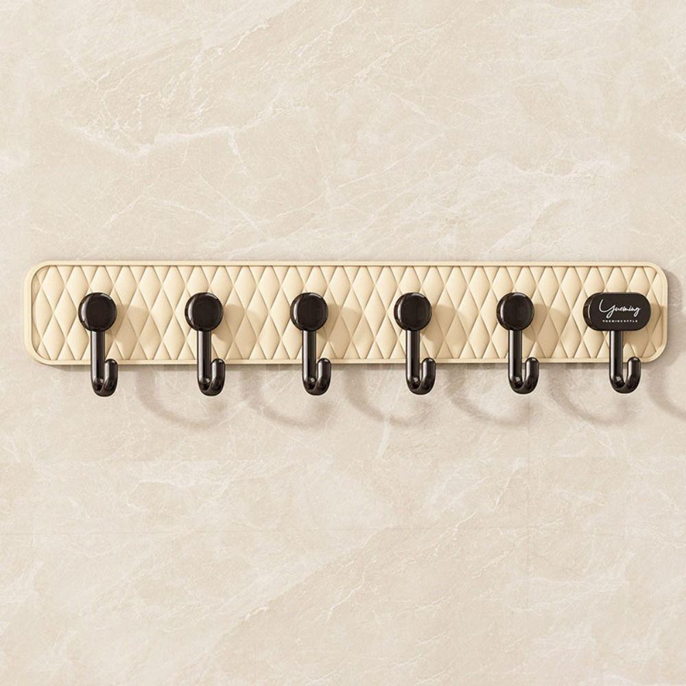 No-Punch Sundries Storage Hook 6 Hooks Hanging Coat Rack Durable Suction Cup Clothing Hook  Kitchen