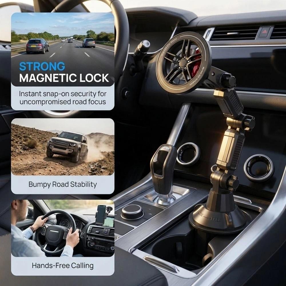 2-in-1 Magnetic Phone Mount 360 Degree Rotation Car Drink Holder Ride-Sharing Vehicles