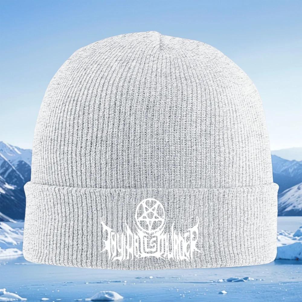 Symbolblack metal style design Knitted Hat Unisex Women Unisex Beanie Pullover Cap Winter Thermal Warm Christmas Outdoor Cycling H