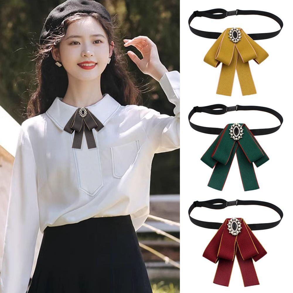 Rhinestone Bowknot Brooches Alloy Necktie Fashion Wedding Party Bow Tie for Groom Formal Suit