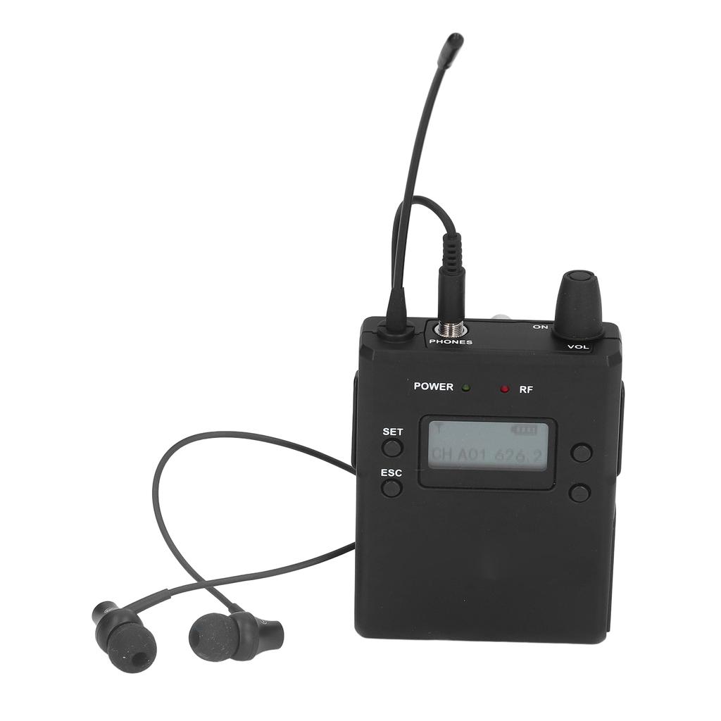 Wireless Ear Monitor 626 To 662MHz Stereo Bodypack Monitoring Receiver System for Band Stage Studio