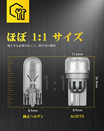 AUXITO T10 LED White 5500k Super Bright LED T10 Position Lamp/License Plate Light/Room Lamp 3pcs 3020 Chip 3x Brightness Omnidirectional Illumina