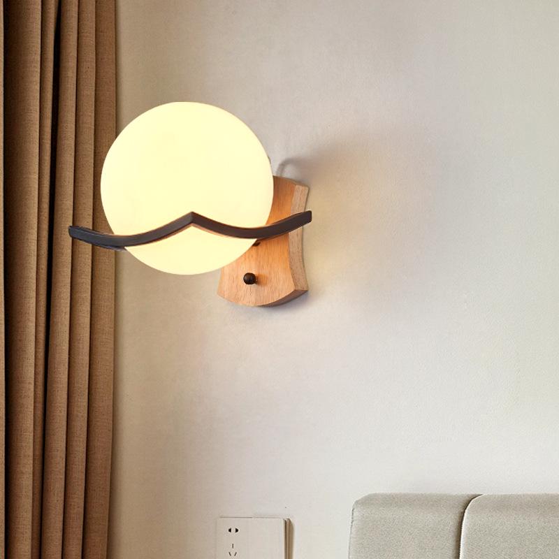 Nordic Wood Art LED Wall Lamp: Minimalist Bedside, Living Room, Stairway, Hallway Light