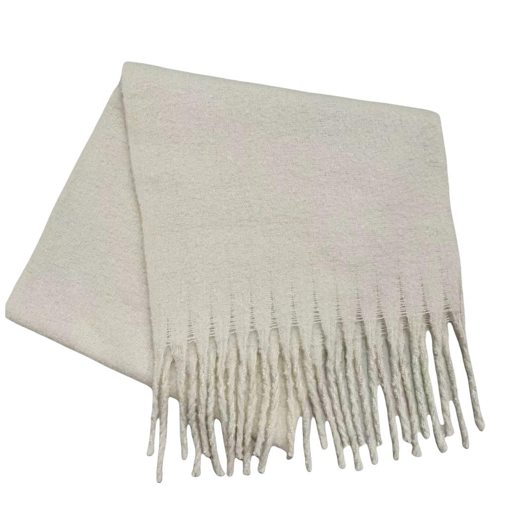 Solid Color Mohair Loop Yarn Scarf Women's Autumn and Winter New High-end Versatile Warm Scarf Shawl Dual-purpose