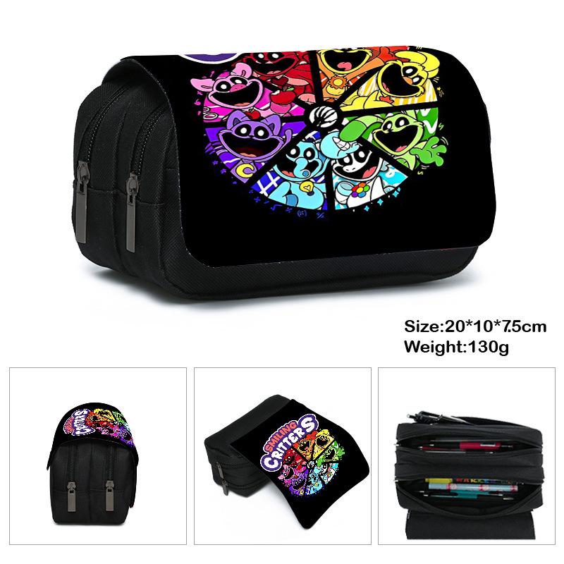 Printed Polyester Pencil Case, Large-Capacity Storage Bag, Double-Layer Flip Cover, Stationery Box.
