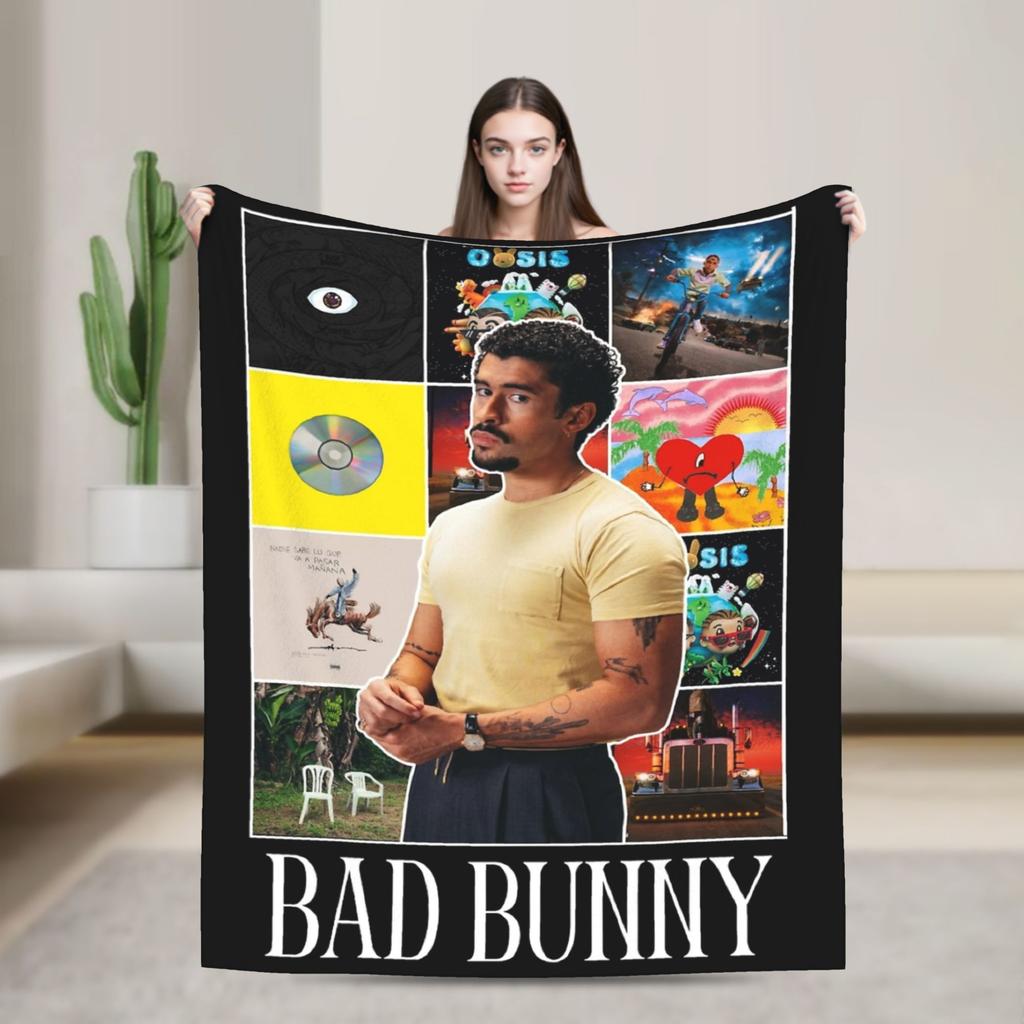 BAD BUNNY TOUR 2025 Blankets Coral Fleece Plush Winter Multi-function Lightweight Thin Throw Blankets for Bed Outdoor Bedspread