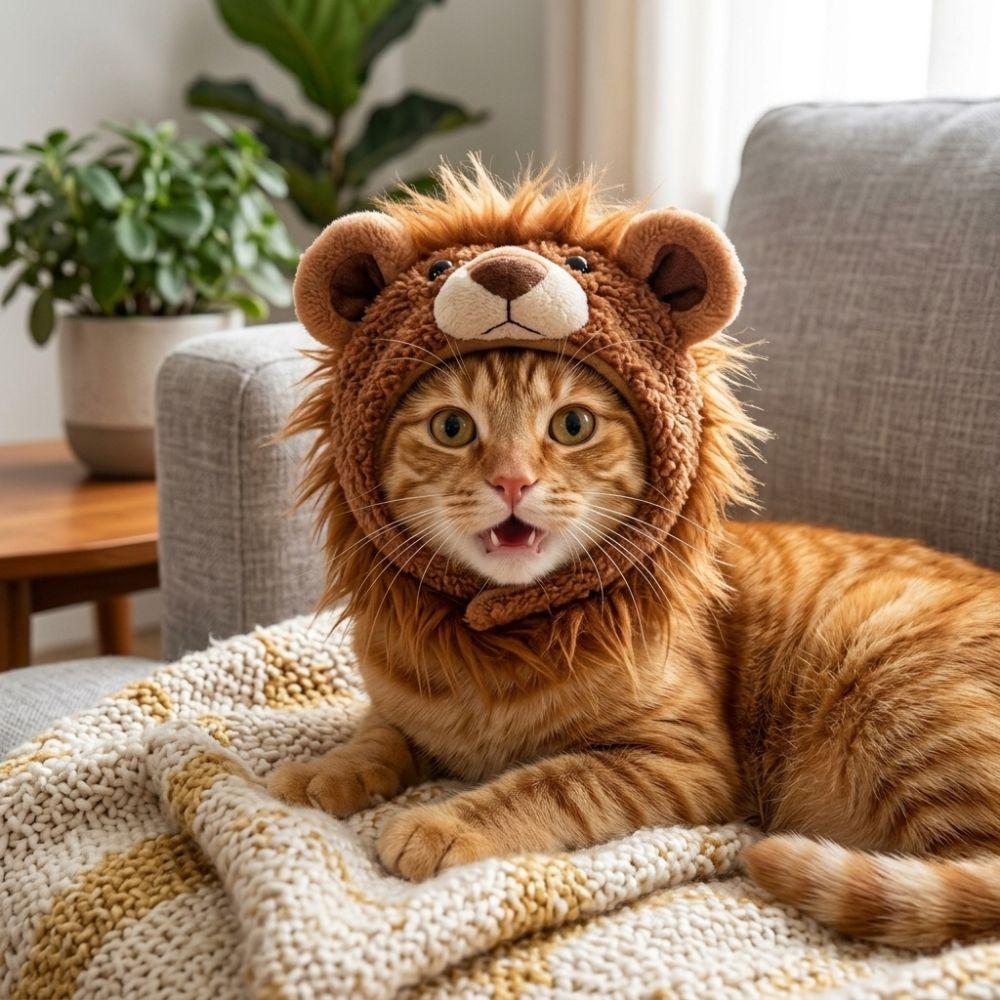 Skin Friendly Dog Plush Lion Hat Funny Cat Costume Headwear Pet Lion Mane Hat Home Holiday