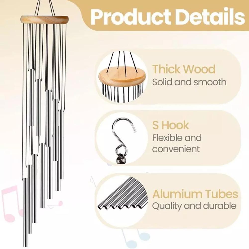 Ручная работа Музыка ветра 12 трубок Большая музыка ветра Новая музыка ветра из алюминиевых трубок
