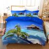 3D Hawaiian Vacation Style Bedding Sea View Down Duvet Covers Pillowcases 2/3pc King Queen Bed Duvet Covers Set, Home Textile Gifts