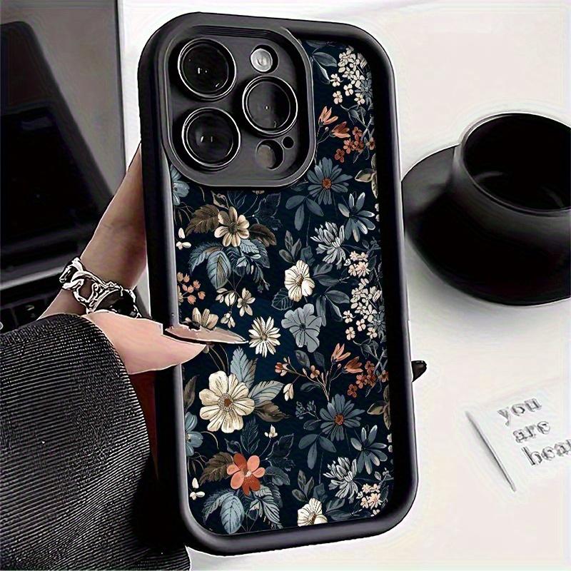 Ретро Чехол для телефона с темным цветочным узором Для iPhone 17 16 15 14 13 12 11 Pro Max 17 Air 16E X XR XS 7 8 Plus Ударопрочный Мягкий Чехол