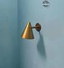 Mid Century Brass Cone Wall Sconce - Italian Bedroom Light