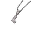Zircon Inlaid Rock Sugar Initial Pendant Necklace - European & American Hip-Hop Style